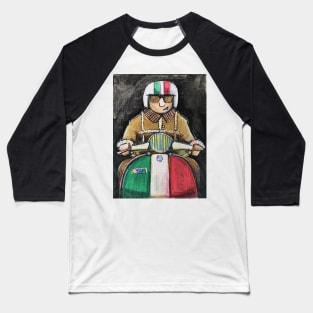 Retro Scooter, Classic Scooter, Scooterist, Scootering, Scooter Rider, Mod Art Baseball T-Shirt